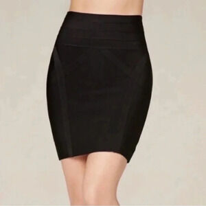 Bebe Women’s Black Stretch Mini Pencil Skirt‎ Viscose Spandex Bodycon Medium EUC